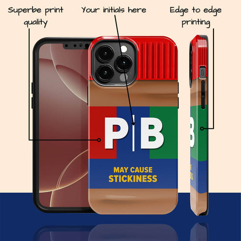 Personalized Creamy Peanut Butter Jar Initials iPhone Case